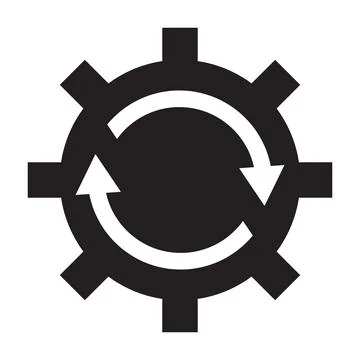 Cogwheel with circular arrows as a software update symbol. Simple icon isolated Stock Illustration