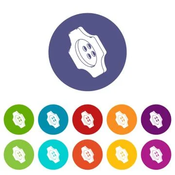 Cogwheel clothes button icons set color Illustrazione stock