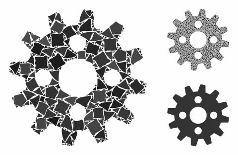 Cogwheel Composition Icon of Raggy Items Stock Illustration