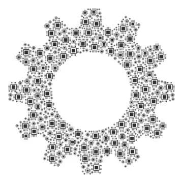 Cogwheel Composition of Processor Icons Stock Illustration