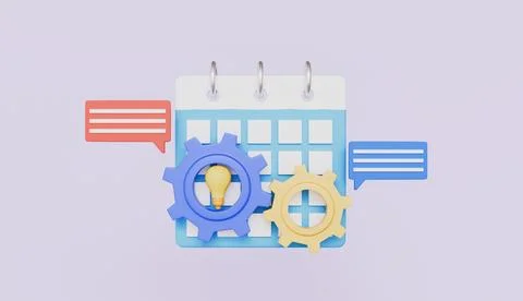 Cogwheel gear and calendar, Technical support, Repair, Setting symbol Stock Illustration