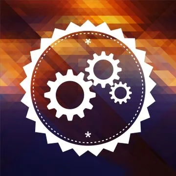 Cogwheel Gear Icon on Triangle Background. Stock Illustration