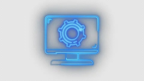 Cogwheel gear inside computer desktop icon isolated on transparent background. Stock Footage 293184032