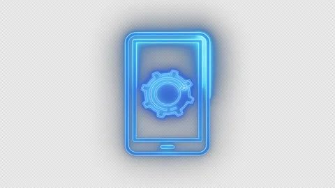 Cogwheel gear inside smartphone mobile icon isolated on transparent background. Stock Footage 293184217