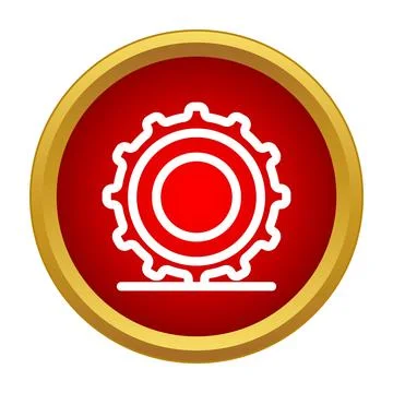 Cogwheel gear settings icon on red button Illustrazione stock