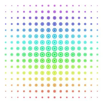 Cogwheel Icon halftone Spectrum effect Stock Illustration