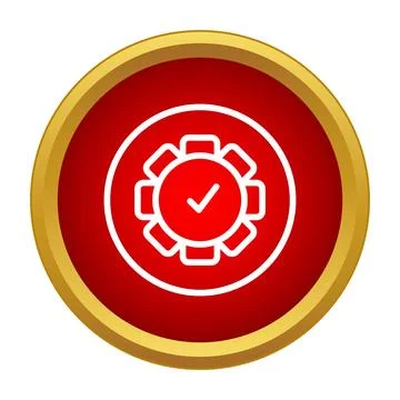 Cogwheel icon showing completed task with check mark Stock Illustration