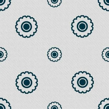 Cogwheel icon sign. Seamless pattern with geometric texture. Vector Illustrazione stock