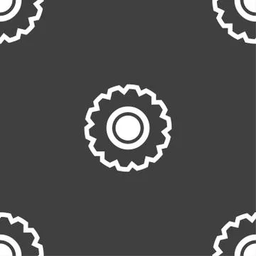 Cogwheel icon sign. Seamless pattern on a gray background. イラスト素材
