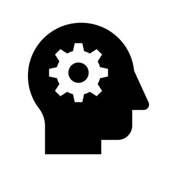 Cogwheel inside mind depicting concept icon of brainstorming vector design Stock Illustration