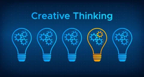 Cogwheel lightbulb creative thinking concept Illustrazione stock