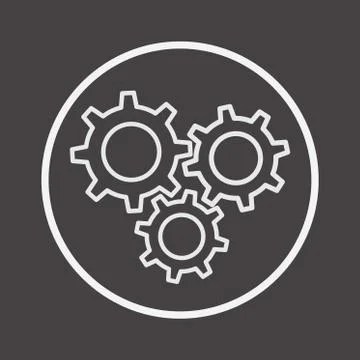 Cogwheel Line Icon Engineering, Tool Sign, Cog Gear Symbol Illustrazione stock