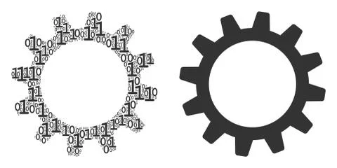 Cogwheel Mosaic of Binary Digits Illustrazione stock