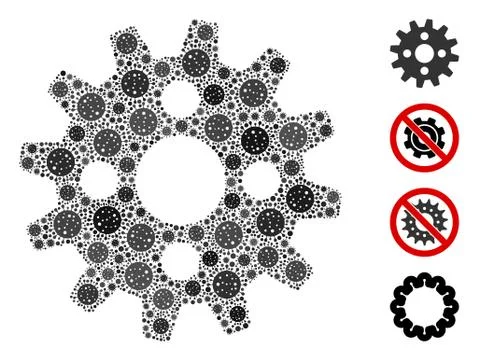 Cogwheel Mosaic of Covid Virus Elements Stock Illustration