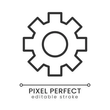 Cogwheel pixel perfect linear icon Stock Illustration