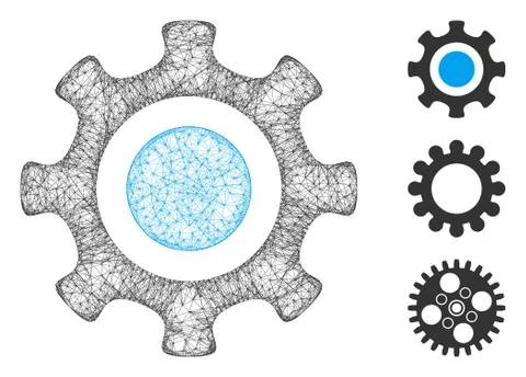 Cogwheel Polygonal Web Vector Mesh Illustration Stock Illustration