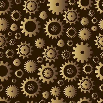Cogwheel seamless pattern. Steampunk style. Metallic grunge background. Abstr Stock Illustration
