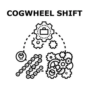 Cogwheel shift showing business process development mechanism イラスト素材