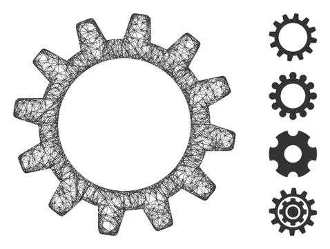 Cogwheel Web Vector Mesh Illustration 스톡 일러스트