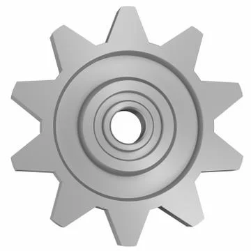 Cogwheel on white front view Stock Illustration