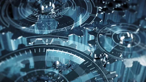 Cogwheels with 2D graphic elements Gears and bearings are spinning Stock Footage 245723965