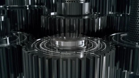 Cogwheels with 2D graphic elements Gears and bearings are spinning Illustrazione stock