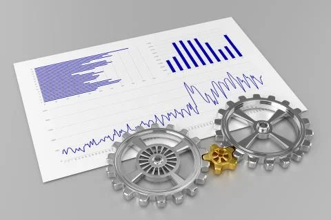 Cogwheels and Charts Stock Illustration