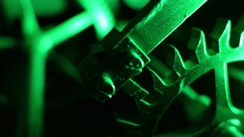 Cogwheels Of Antique Clock Working Mechanism Video stock 82777093