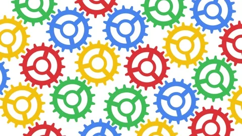 Cogwheels in basic colors. Abstract computing technology concept for business Stock Footage 142354284