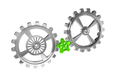 Cogwheels - Chrome/Green Stock Illustration