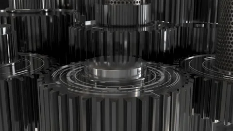 Cogwheels gear animation with HUD elements. Stock Footage 129322571