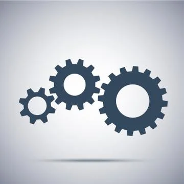 Cogwheels icon. Flat design vector element. Technical illustration of gears Stock Illustration