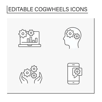 Cogwheels line icons set Illustrazione stock