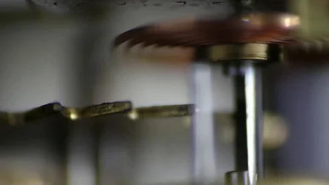Cogwheels Of Retro Clockwork Mechanism Macro Stock Footage 82902556