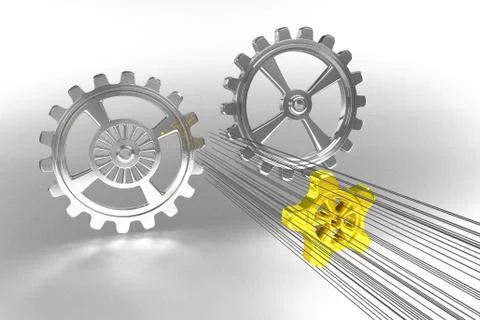 Cogwheels - Solution - Gold Stock Illustration