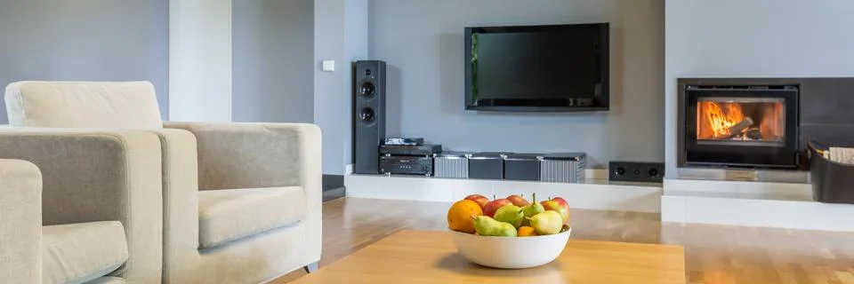 Coherent composition of necessary elements of dream living room Stock Photos