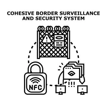 Cohesive border surveillance and security system managing access Stock Illustration