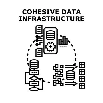 Cohesive data infrastructure creating integrated systems Stock Illustration