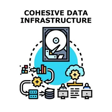 Cohesive data infrastructure supporting enterprise operations and analytics Stock Illustration