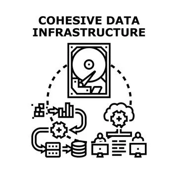 Cohesive data infrastructure supporting enterprise operations and analytics Stock Illustration