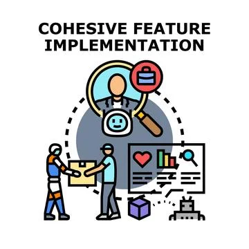 Cohesive feature implementation optimizing user experience concept Stockillustratie