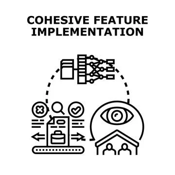 Cohesive feature implementation process development concept 库存插图
