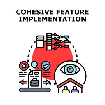 Cohesive feature implementation process development concept Stock Illustration