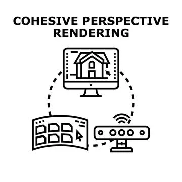Cohesive perspective rendering architectural design system Stock Illustration