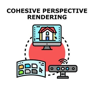 Cohesive perspective rendering architectural design system Stock Illustration