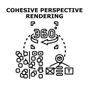 Cohesive perspective rendering concept art illustrating 360 view Stock Illustration
