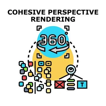 Cohesive perspective rendering concept art illustrating 360 view Stock Illustration