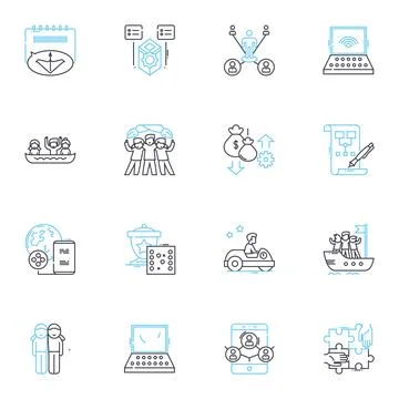 Cohesive unit linear icons set. Collaboration, Unity, Synergy, Cohesion, Trust Stock Illustration