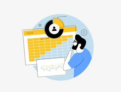 Cohort analysis with data, charts, and analytics for business insights. Tracking Stock Illustration