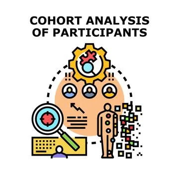 Cohort analysis of participants analyzing group data Stock Illustration